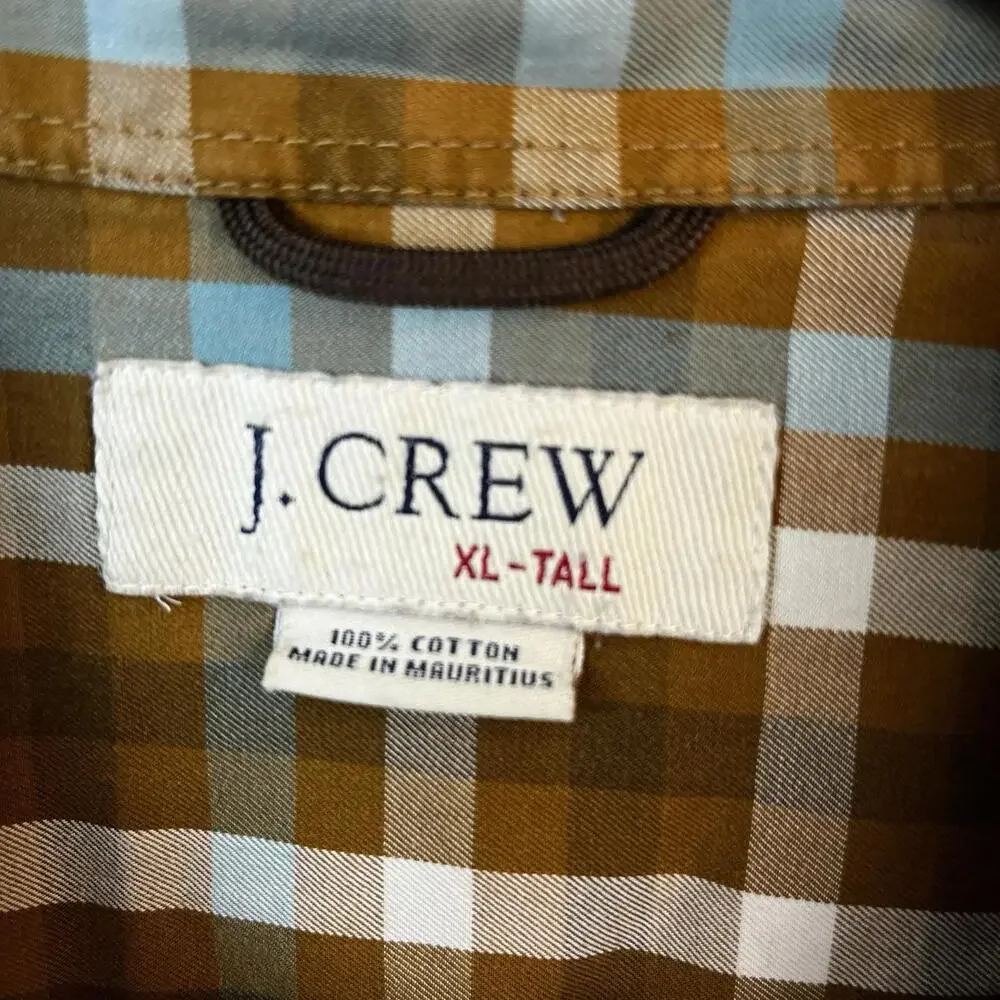 J Crew Lot of 2 Mens Dress Shirt Size XLT Plaid Long Sleeve Button Up Preppy Y2k